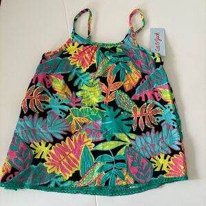 NWT Cat & Jack Black Tropical Print Tank Top L (10/12)